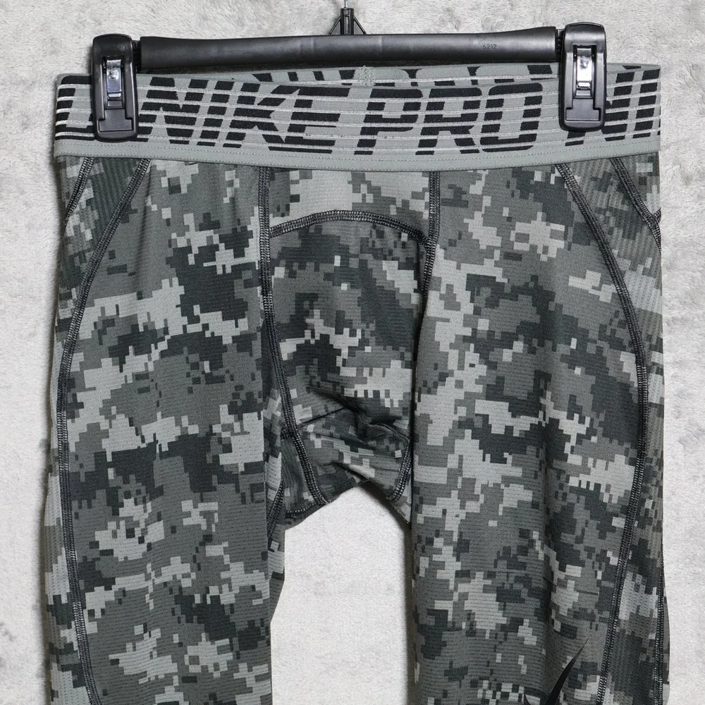 Nike Pro Compression Tights Mens Medium Gray Hypercool Digital Camo 828166-037